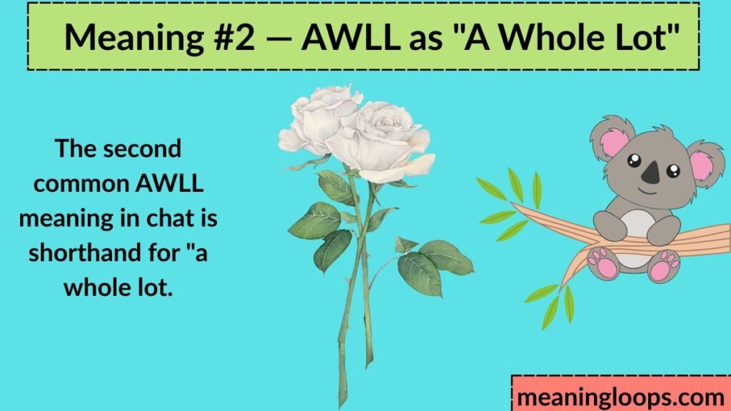 Meaning #2 — AWLL as "A Whole Lot"